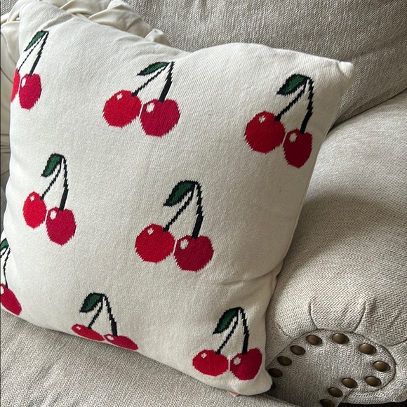 NEW! Large Vintage Inspired Large Cherry Throw Soft Knit Sweater  Pillow - Picture 3 of 4